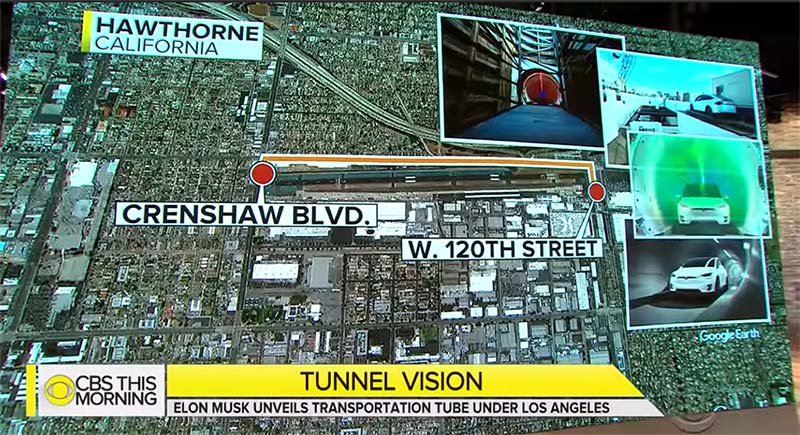 Map of The Boring Company's test tunnel in Hawthorne, California.
