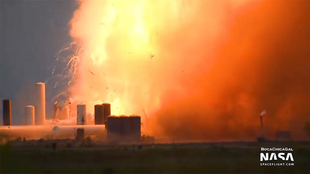 SpaceX Starship SN4 prototype explodes during testing.