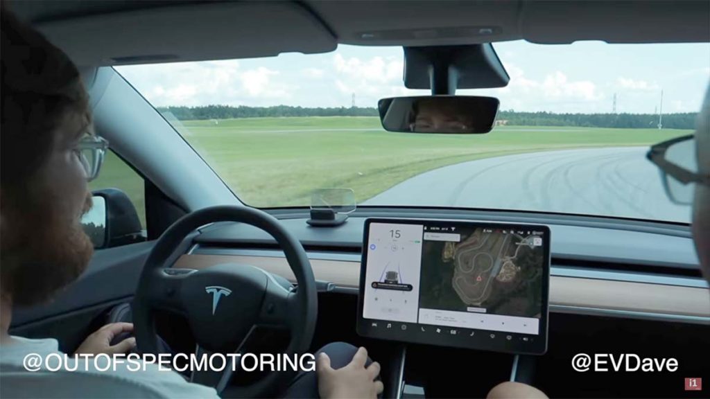 Testing Autopilot on a race track in a Tesla Model Y.