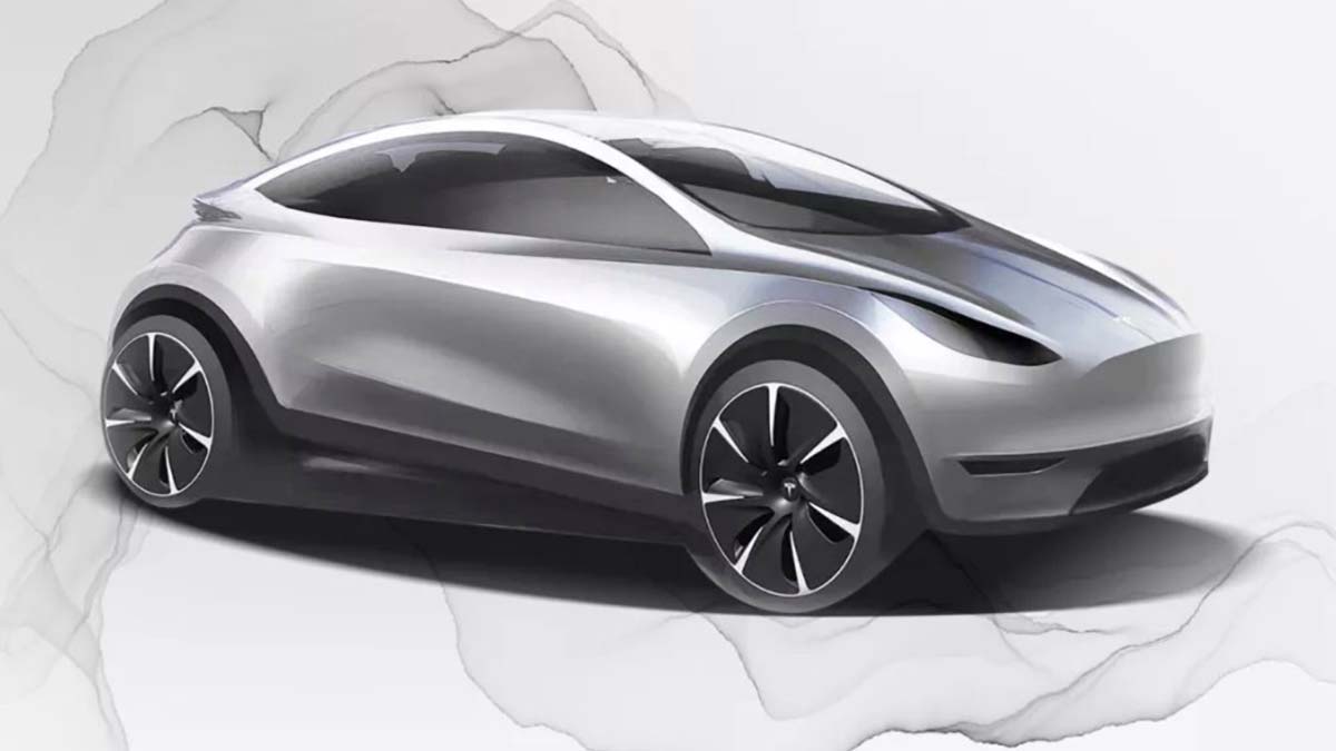 Tesla compact hatchback concept art released by Tesla with Chinese Design Center jobs.