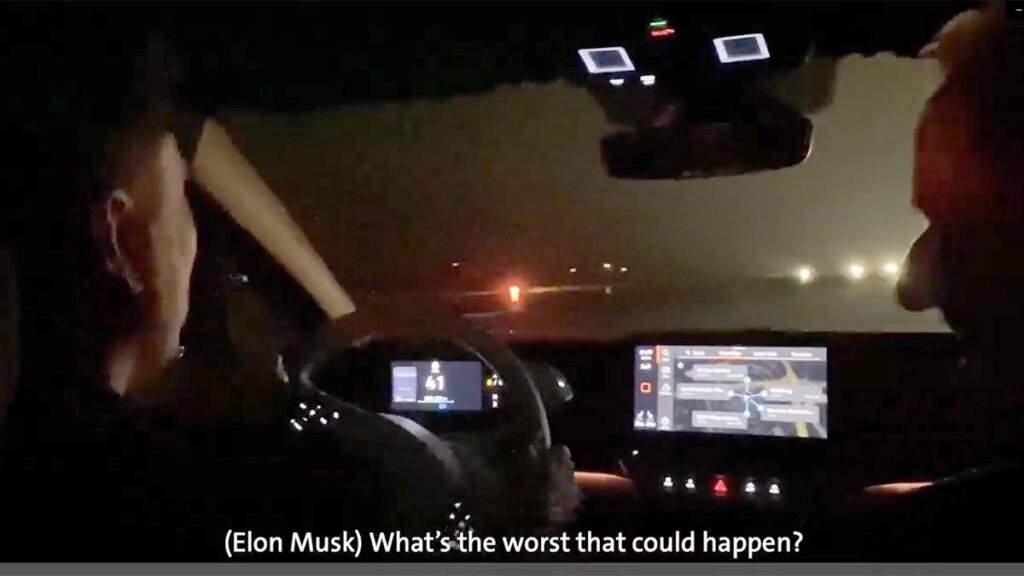 Elon Musk test driving the Volkswagen ID.3 with Herbert Diess.