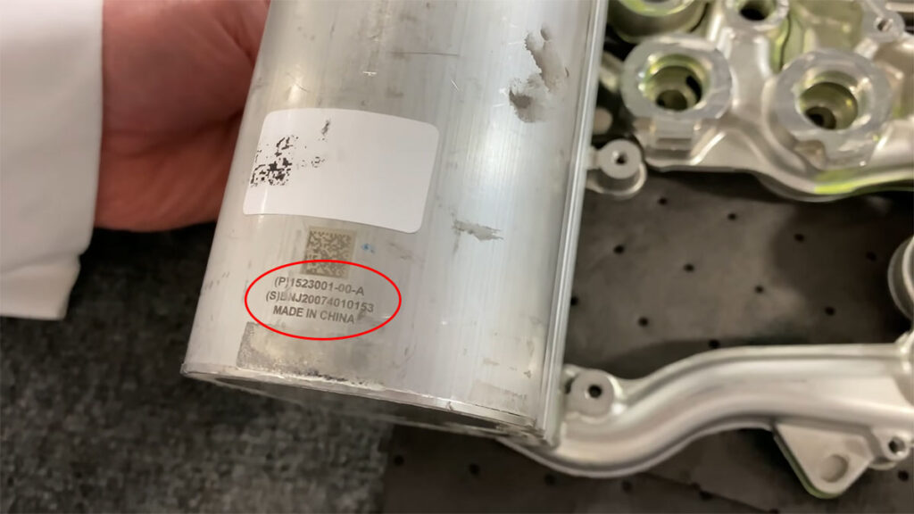 Tesla Model Y Octovalve Made-in-China component.