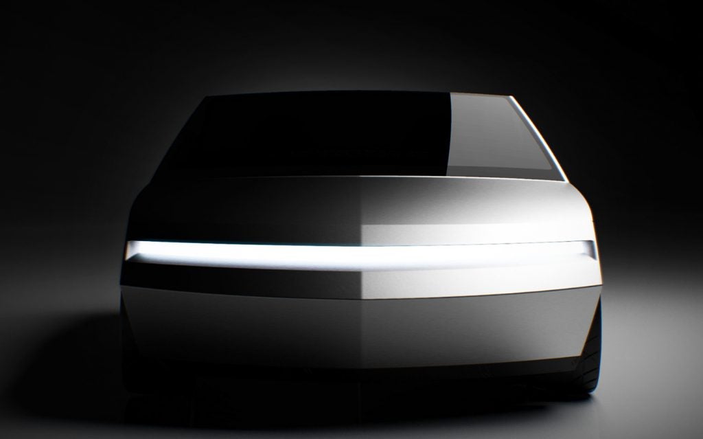 Tesla Cyber Roadster concept design (font closeup, front horizontal light slit).