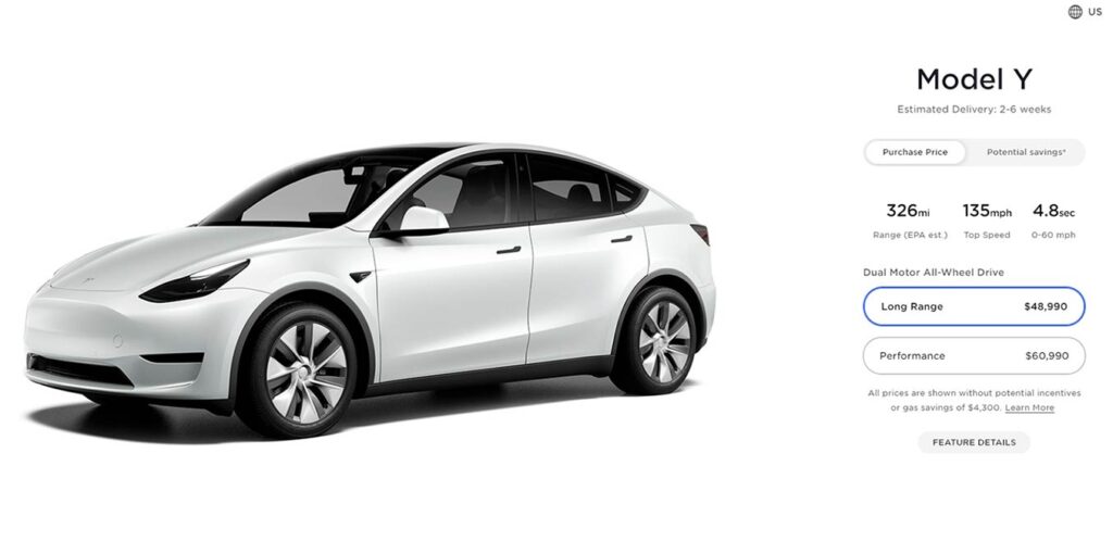 Tesla Model Y Standard Range discontinued, Long Range AWD price dropped.