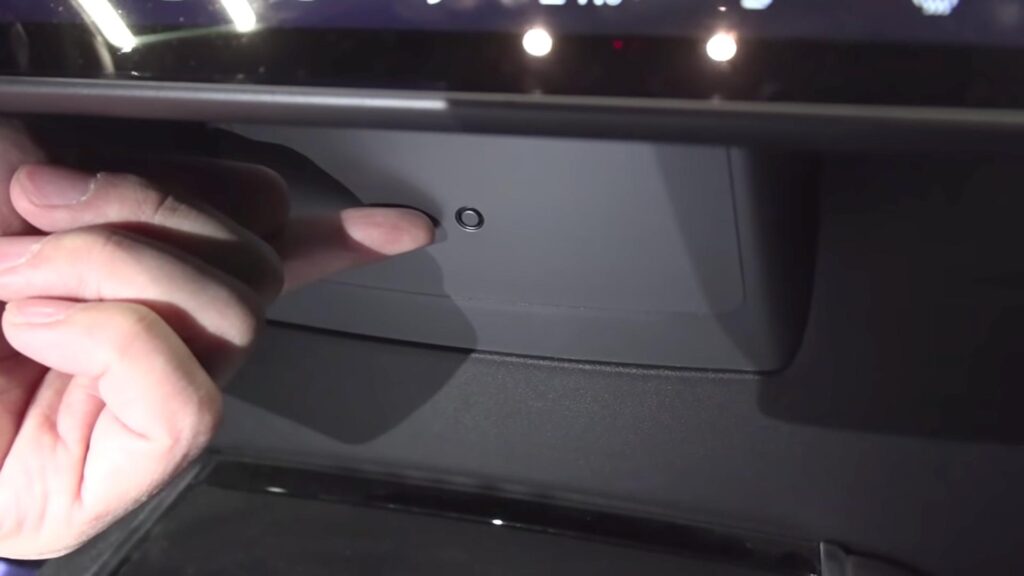 Tesla Model 3 temperature sensor under the center touchscreen.