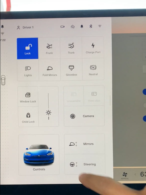 Tesla Model S refresh V11 vehicle controls UI.