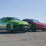 Lamborghini Urus vs. Tesla Model Y drag race (video in article).