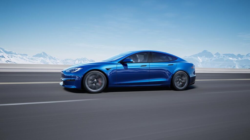2021 Tesla Model S in blue color.