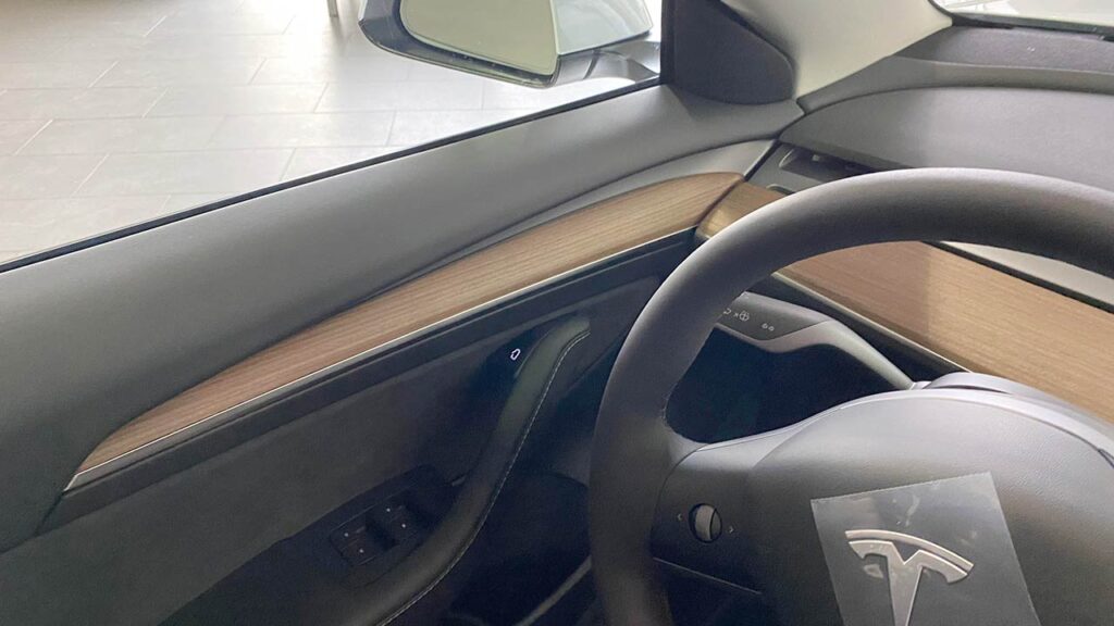 2021 Tesla Model 3 new wooden door trim.