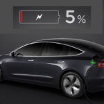Tesla Model 3 battery at 5%.