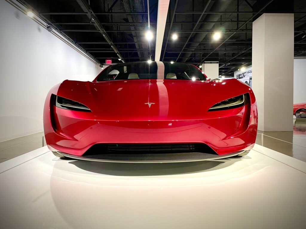 Tesla Roadster prototype at the Petersen Automotive Museum in California.