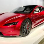 The Next-gen Tesla Roadster on display at the Petersen Museum in California.