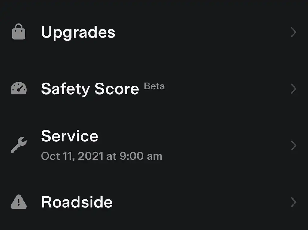 Safety Score tab in Tesla mobile app.