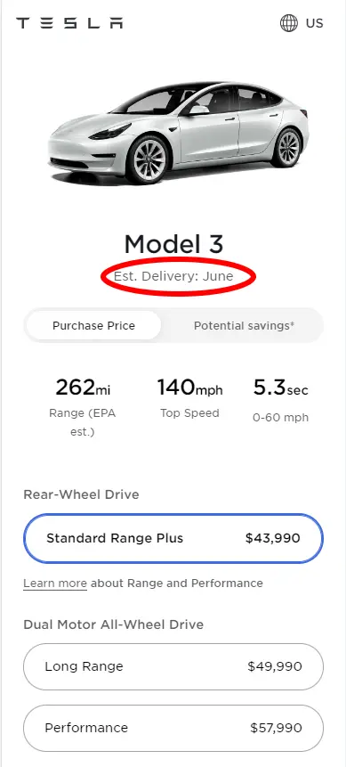 Tesla Model 3 Standard Range Plus price after 2nd increment in October.