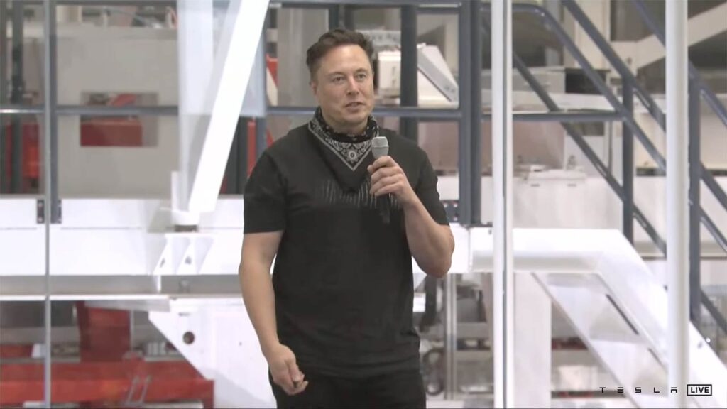 Tesla CEO Elon Musk addressing the 2021 Annunal Shareholders Meeting of the company.