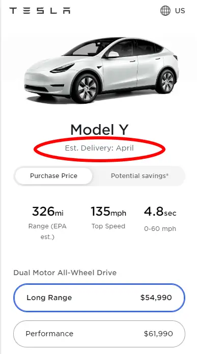 New prices of the Tesla Model Y as of 6th October 2021 (screenshot from the Tesla online car configurator).