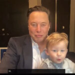 Elon Musk with his son X Æ A-12 presenting the Starship presentation to SSB & BPA.