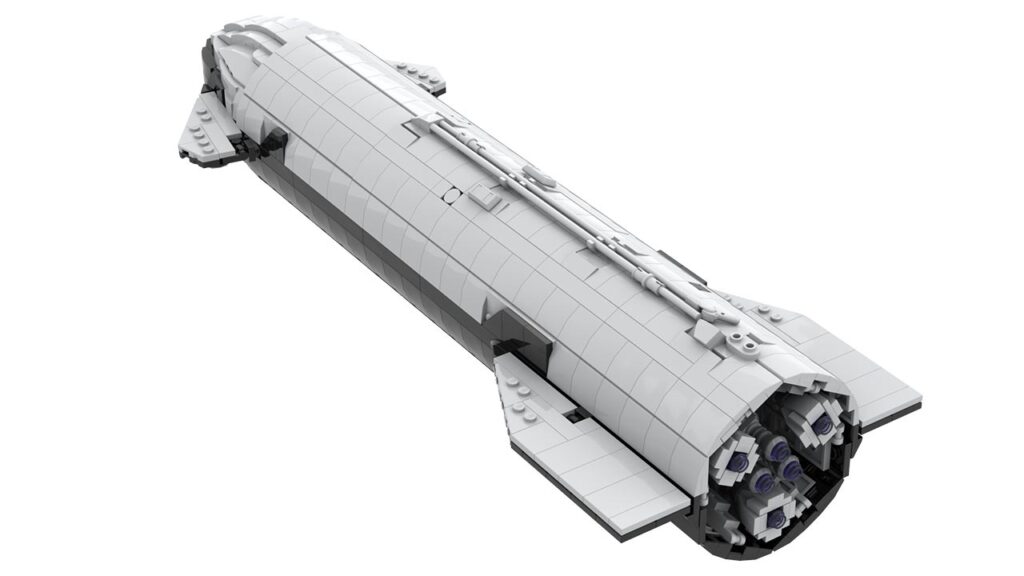 SpaceX Starship designed in LEGO (1:110 scale).
