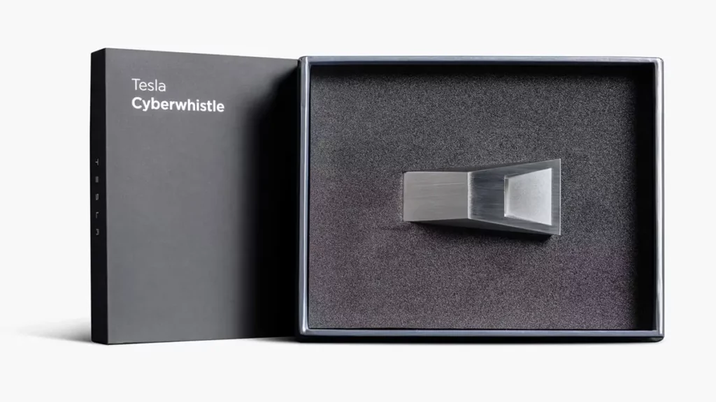 Tesla Cyberwhistle in its original packaging case.