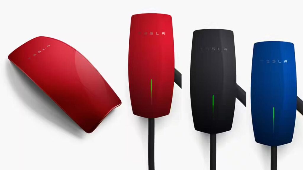 Color coded Tesla home charger adapters.