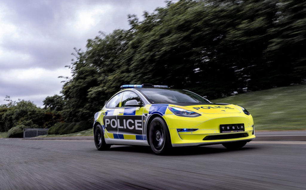 UK Police Tesla Model 3 trial patrol car.