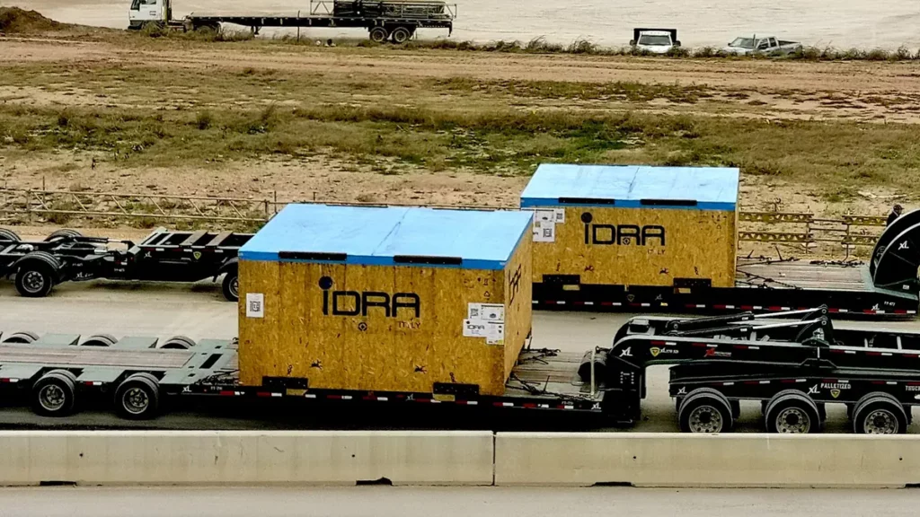 Parts for the new IDRA 6000-ton Tesla Model Y Giga Casting machines delivered to Giga Texas. 
