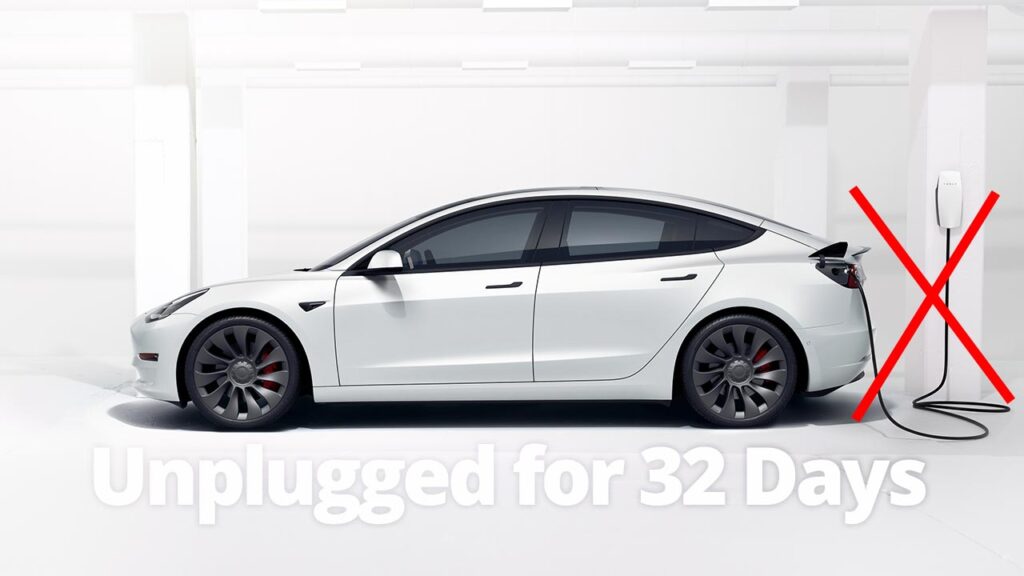 Tesla Model 3 left unplugged for 32 days, know how much battery was drained.