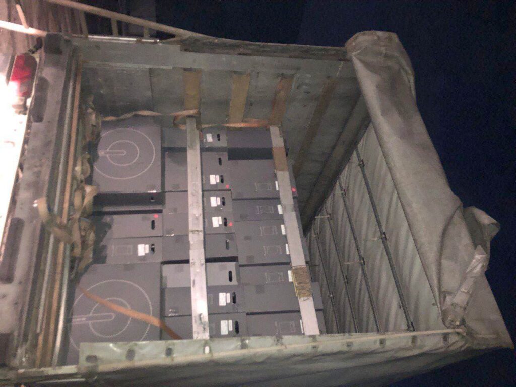 Container of SpaceX Starlink internet receiver terminals sent by SpaceX/Elon Musk to the government of Ukraine.