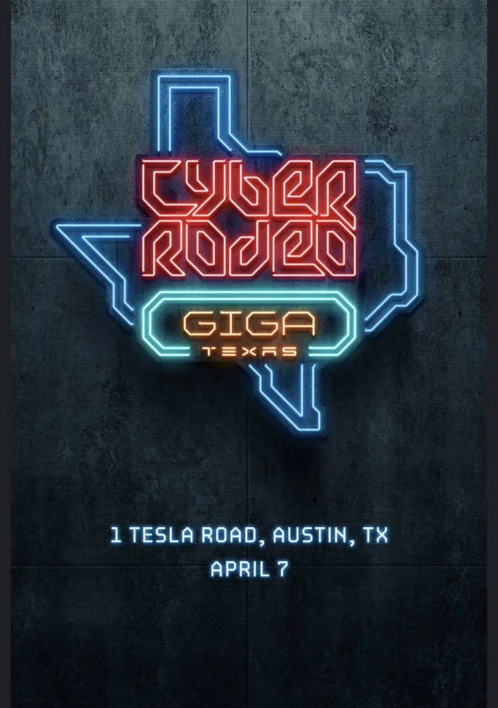 Tesla Cyber Rodeo Giga Texas invitation email.