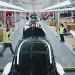 Tesla Model Y production line at Gigafactory Berlin-Brandenburg.