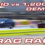 Tesla Model S Plaid vs. 1,201 hp modified Dodge Demon in a drag race.