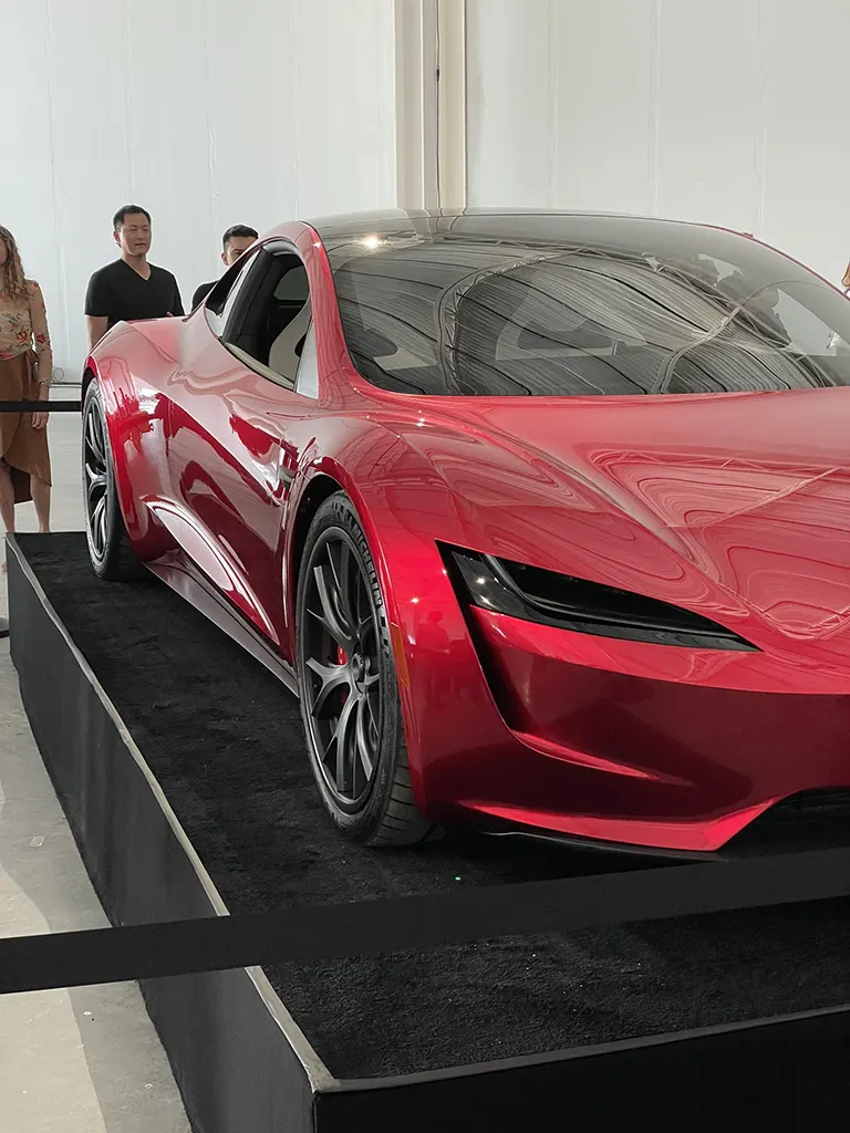Next-gen Tesla Roadster on display at Giga Texas during the Cyber Rodeo event.