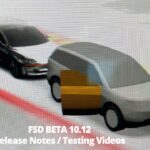 FSD Beta 10.12 driving visualization improvement showing the door of the front vehicle as open with red color marking.