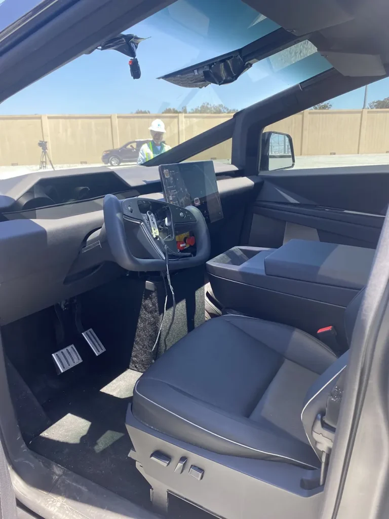 Tesla Cybertruck interior as shown at the PG & E Moss Landing, CA battery energy storage site.