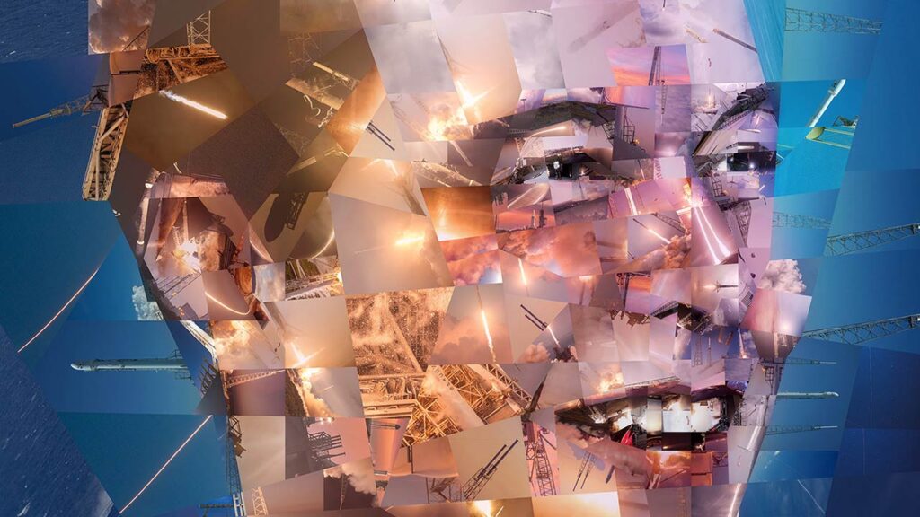 Elon Musk mosaic/etched glass portrait.