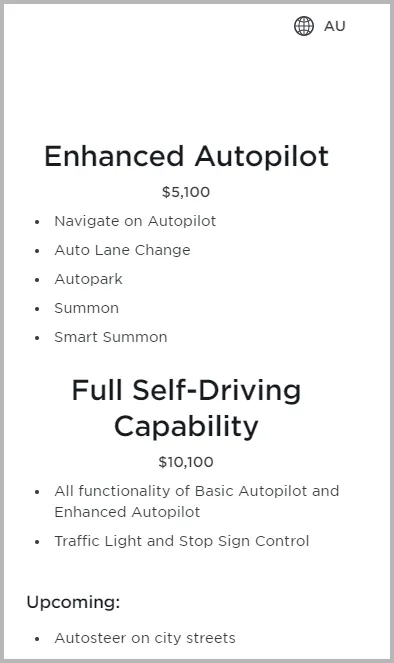 Tesla Enhanced Autopilot and Full Self-Driving features compared.