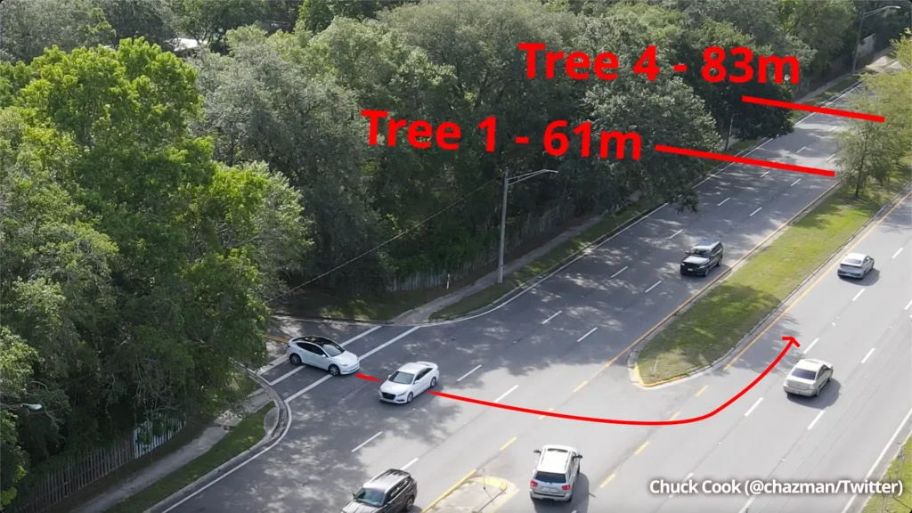 Aerial view of the now famous Chuck Cook unprotected left turn in Jacksonville, Florida.