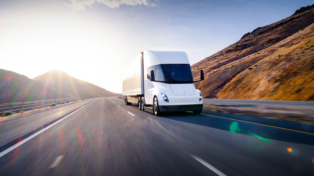 Tesla Semi truck accelerating on the highway (file photo). 