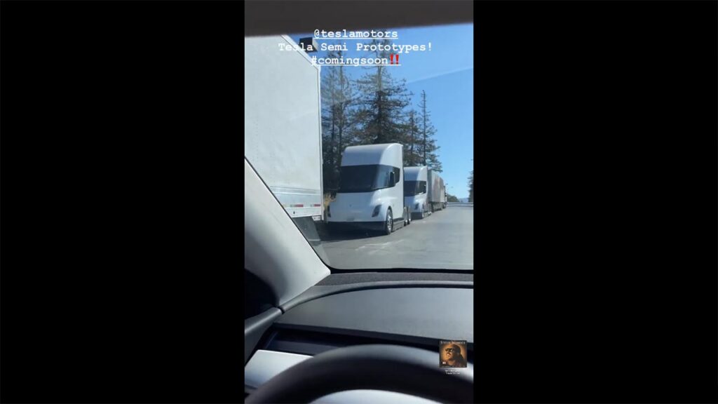 3 Tesla Semi truck prototypes spotted parked in the wild.