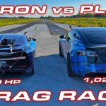 Tesla Model S Plaid vs. Bugatti Chiron drag race.