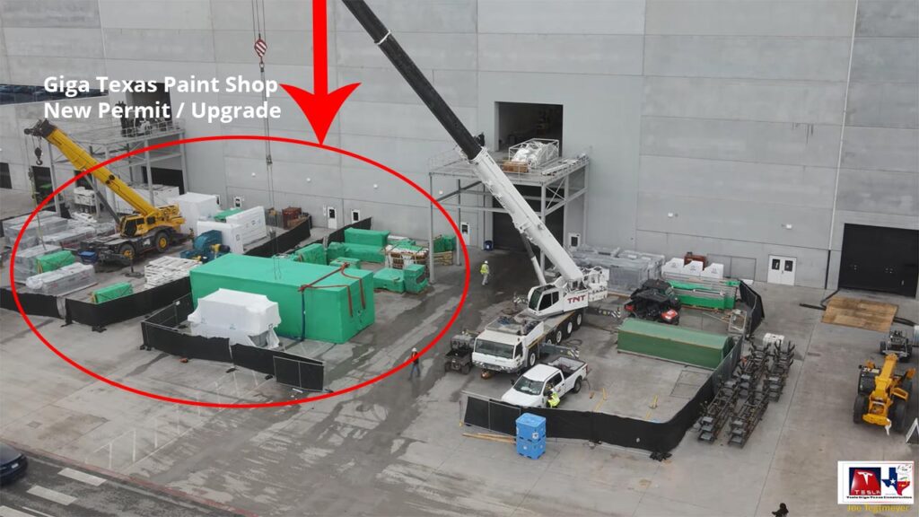 New paint shop modules and components arrive at Tesla Gigafactory Texas as seen on 17th October 2022.