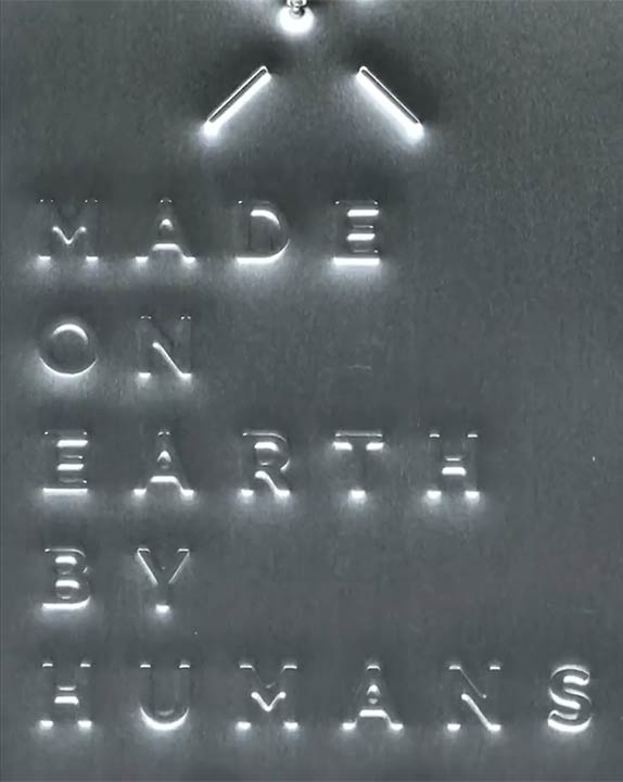 "Made On Earth By Humans" embossed on the Tesla Megapacks made at the Megafactory Lathrop, California.
