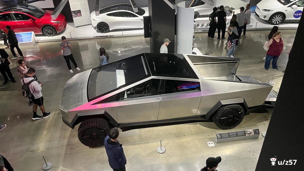 Tesla Cybertruck on display at the Petersen Museum in Los Angeles, California.