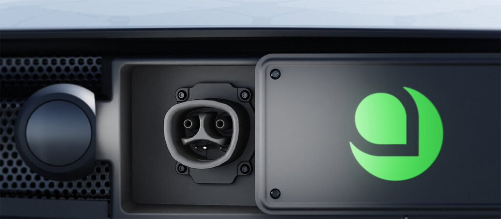 Tesla charge port design, the North American Charging Standard (NACS) integrated into Aptera solar electric vehicles.