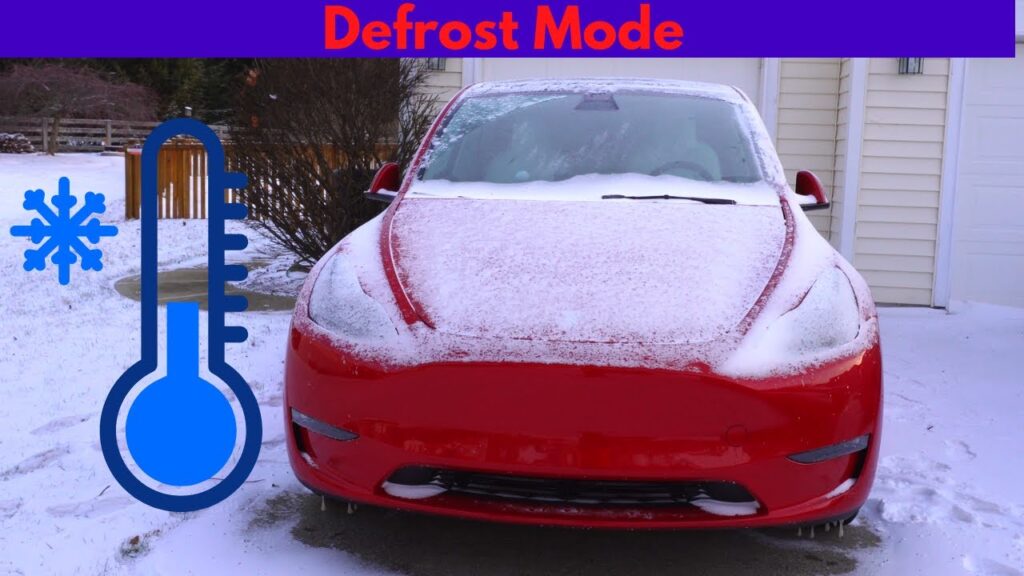 Tesla Model Y owner uses the Defrost Mode to melt ice in extreme cold temperature.