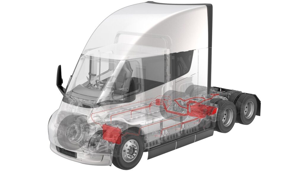 Diagram 2.4: A technical drawing of the Tesla Semi truck's high voltage (HV) system.