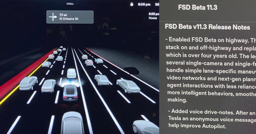 Complete leaked release notes of Tesla FSD Beta V11.3 (2022.45.5).