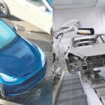 Deep Blue Metallic color Tesla Model Y spotted at Giga Berlin and Tesla shows the most advanced paint shop in its new video.
