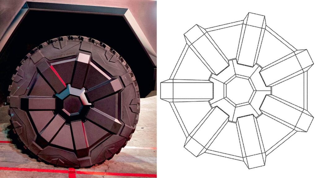 Tesla is granted the design patent for the Cybertruck wheel cover by the United States Patent and Trademark Office (USPTO).
