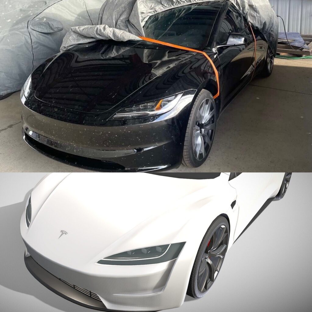 New Tesla Model 3 headlights are inspired by the next-gen Tesla Roadster (top: Model 3, bottom: Roadster).